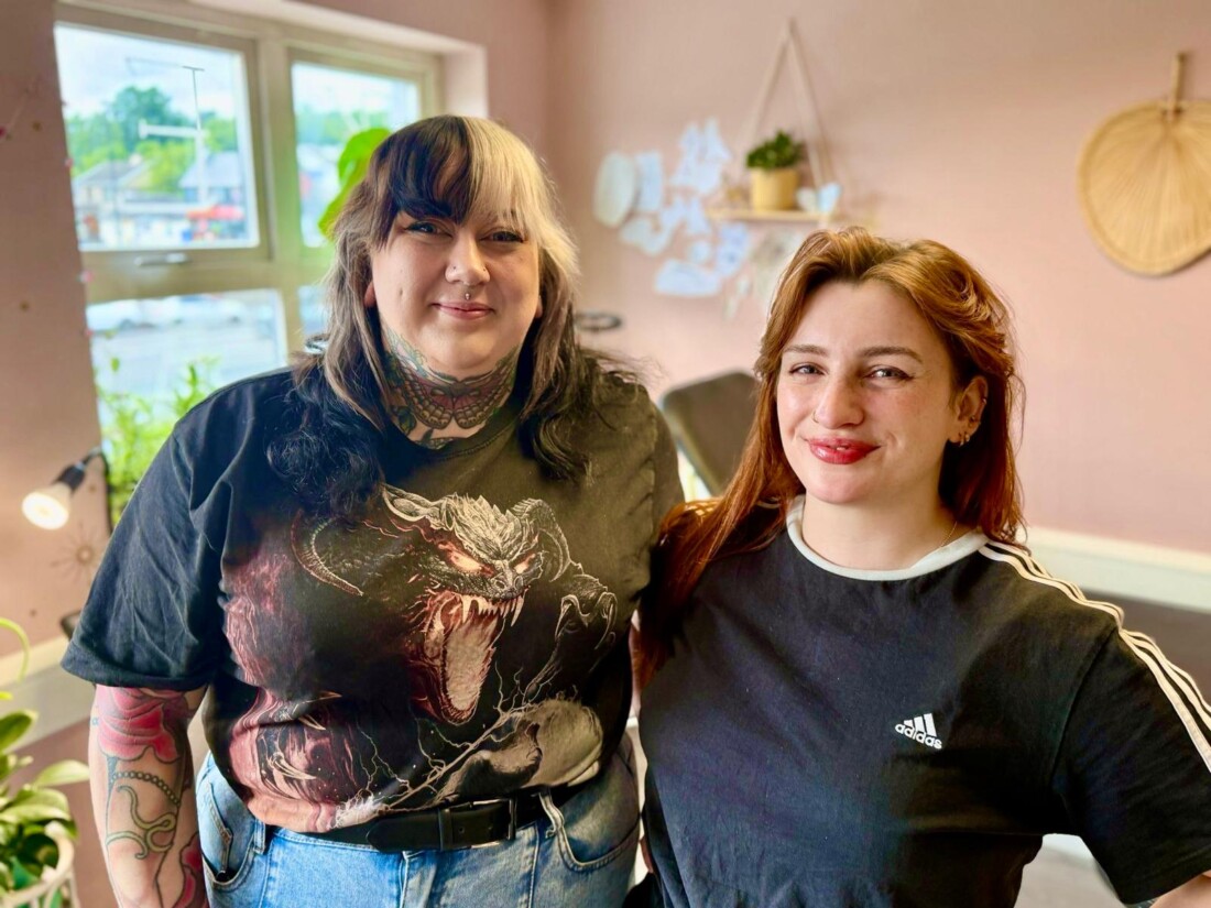 Tattoo-artists-left-to-right-Brittany-Lynch-and-Genevieve-Healy-at-their-Kelpie-Tattoo-Collective-studio-in-Letterkenny